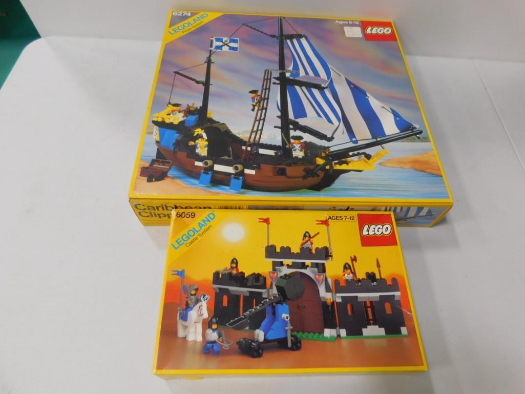Lego Land Pirate Caribbean Clipper and Legoland Castle: Lego Land Pirate Caribbean Clipper 6274 and Legoland Castle System Knight Stronghold 6059 Condition: unchecked for completeness, but there were notes in both boxes that said "mostly complete" Please s