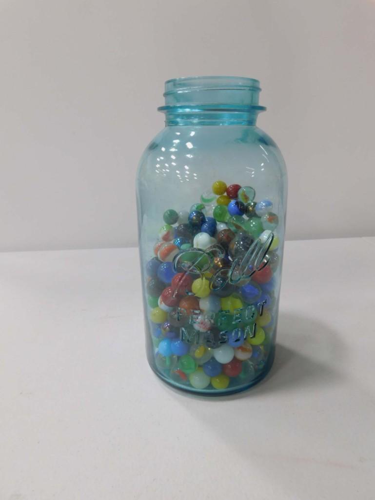 Blue Ball Jar of Marbles (1 of 3)