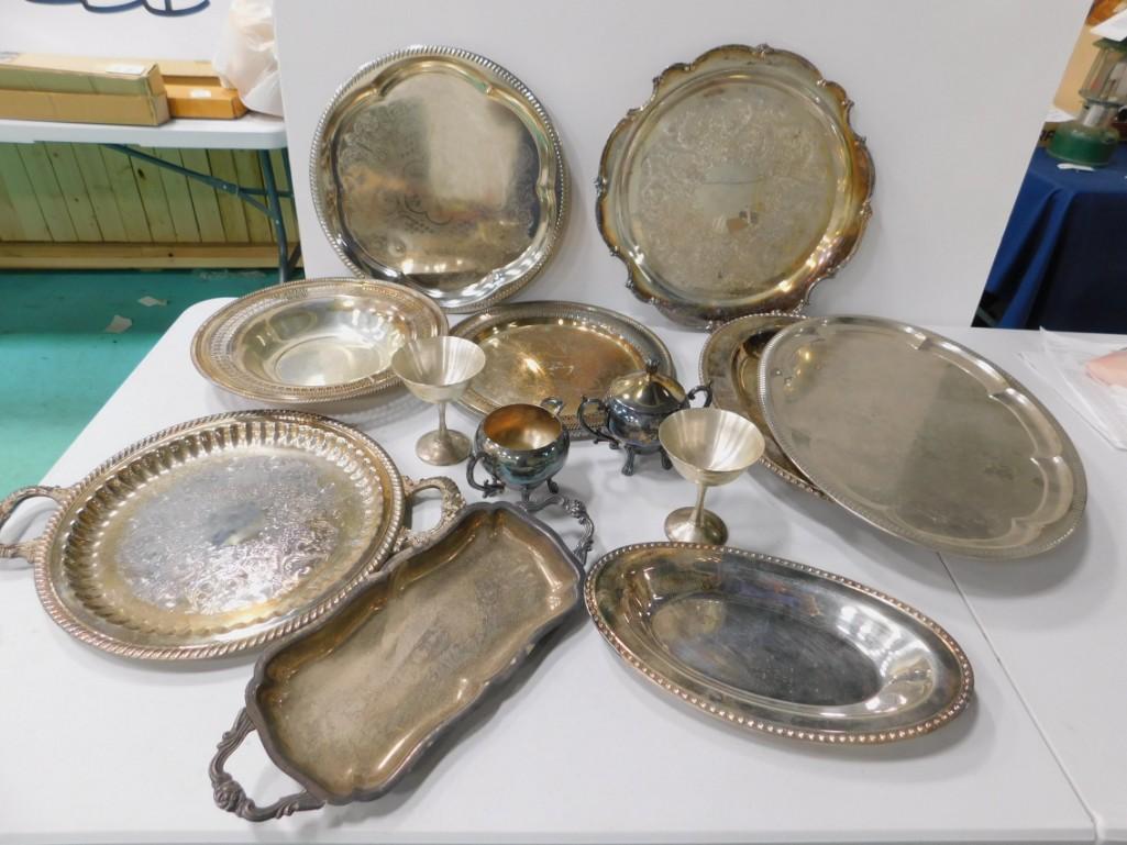 Vintage Silver Plated Platters and Metal Trays and (1 of 5)