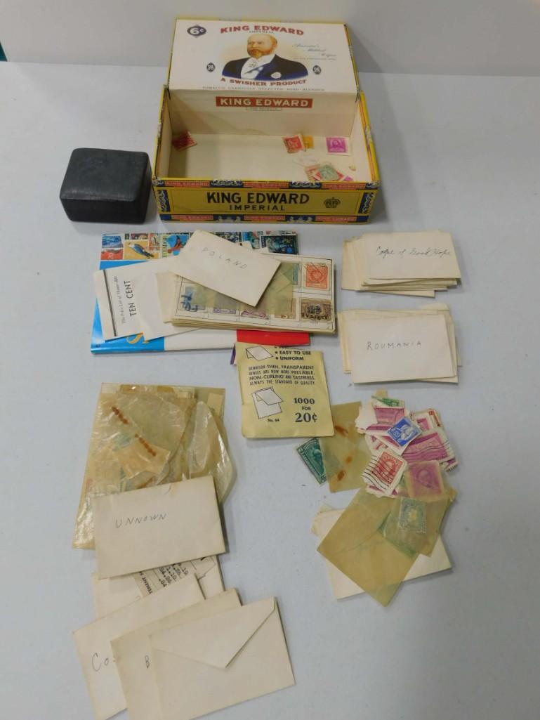 Stamp Lot incl European Stamps in a Cigar Box and a (1 of 4)