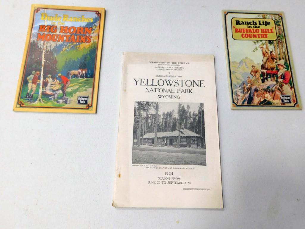 Vintage Ephemera incl 1924 Yellowstone National Park: Vintage Ephemera incl 1924 Yellowstone National Park Information Booklet and 2 1925 Burlington Route Advertising Dude Ranches and Ranch Life