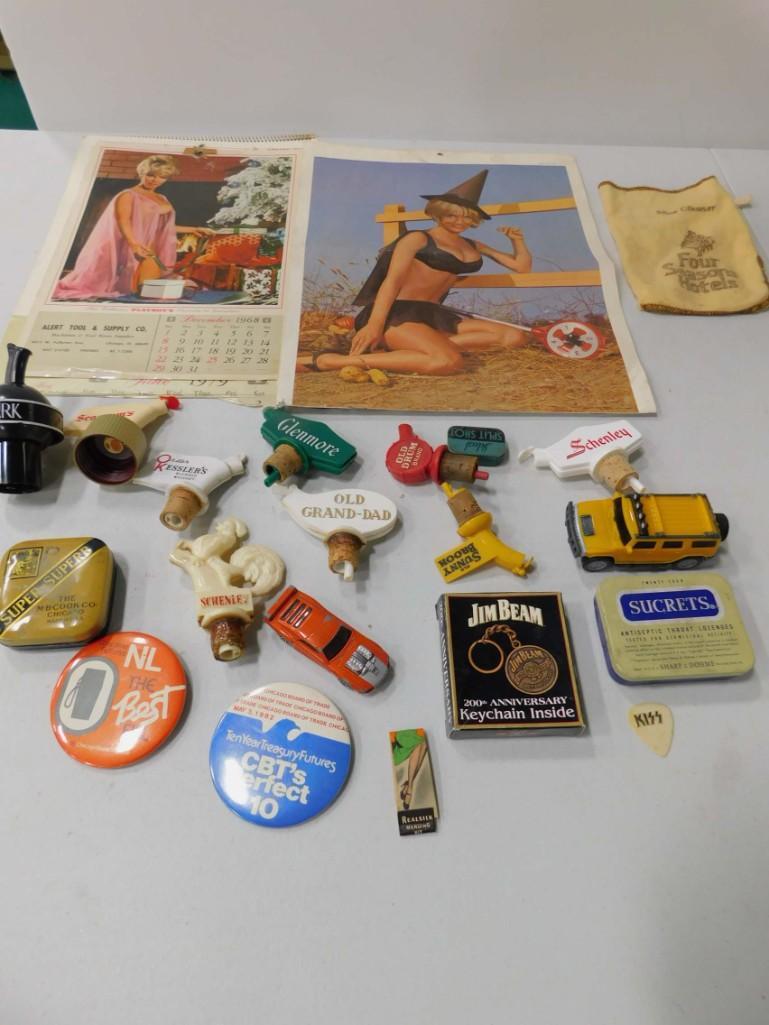 Vintage Bottle Stoppers , Pins , Tins , 1968 Playboy (1 of 3)