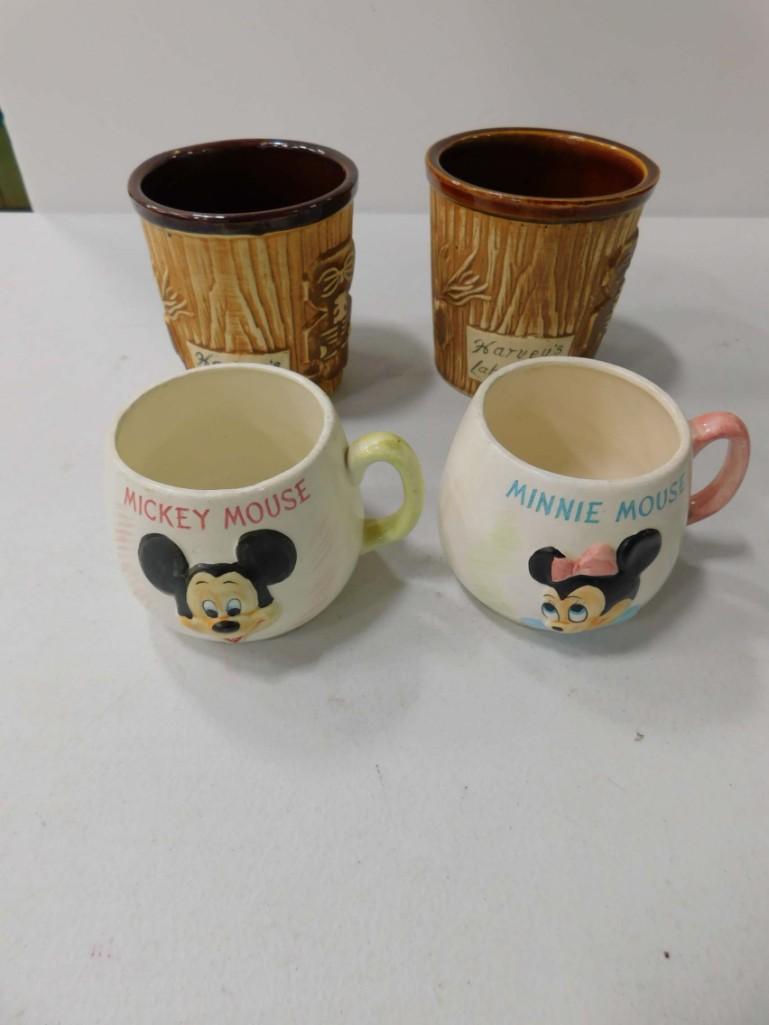 2 Harvey's Lake Tahoe Tiki Mugs , 2 Disney Mickey Mouse (1 of 5)