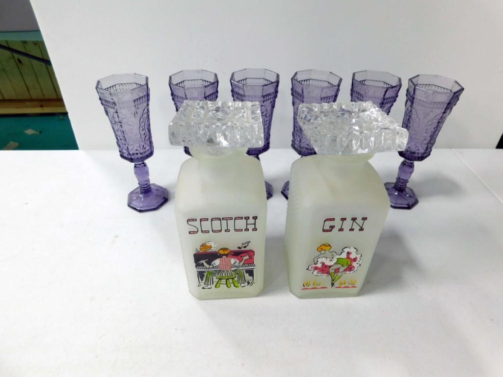 Set of 6 Purple Stemware Glasses and 2 Vintage (1 of 5)