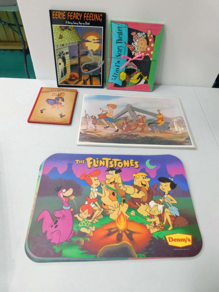 8 Sears Disney Placemats , 2 Flintstones Denny's: 8 Sears Disney Placemats , 2 Flintstones Denny's Placemats , Vintage Geraldine Belinda Book , Other Children's Books
