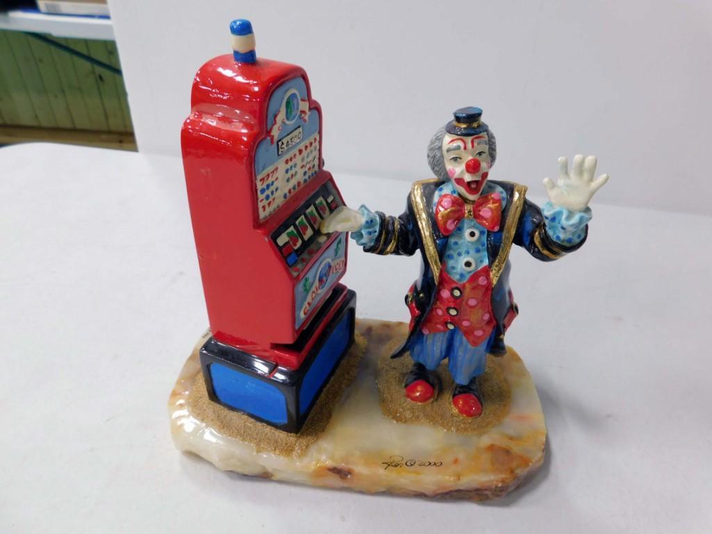 Clown Playing Pinball Machine Made of Marble and Metal (1 of 5)