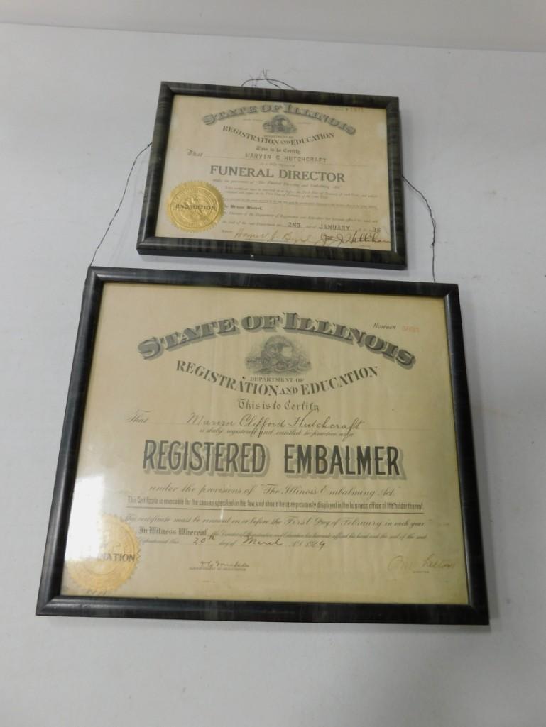 Antique Funeral Director and Embalmer Framed Ephemera (1 of 3)