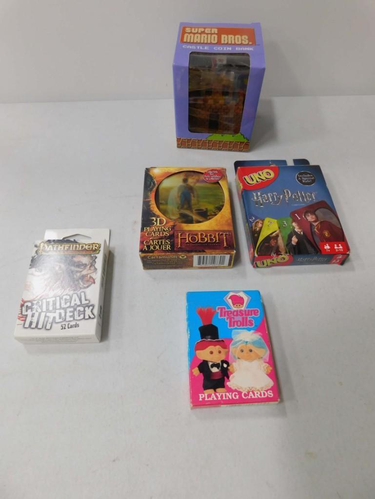 Card Lot incl Hobbit , Harry Potter Uno , Mario Bros , (1 of 2)