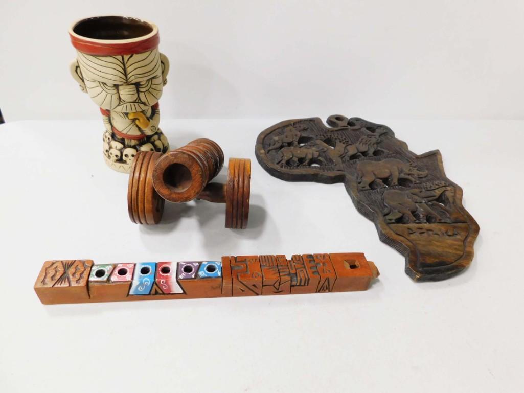 Carved Wood Canon , a Carved Wood Africa Wall Hanging , (1 of 5)