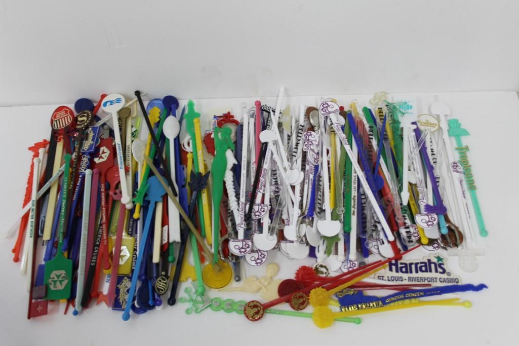 Vintage 1960s Swizzle Sticks incl Railroad , Cruise: Huge Lot of Vintage 1960s Swizzle Sticks incl Railroad , Cruise Lines , Casinos including Princess, Norwegian , Royal Cruise Line, Amtrak , Union Pacific , Las Vegas , Hollywood , Circus Circus , Bell