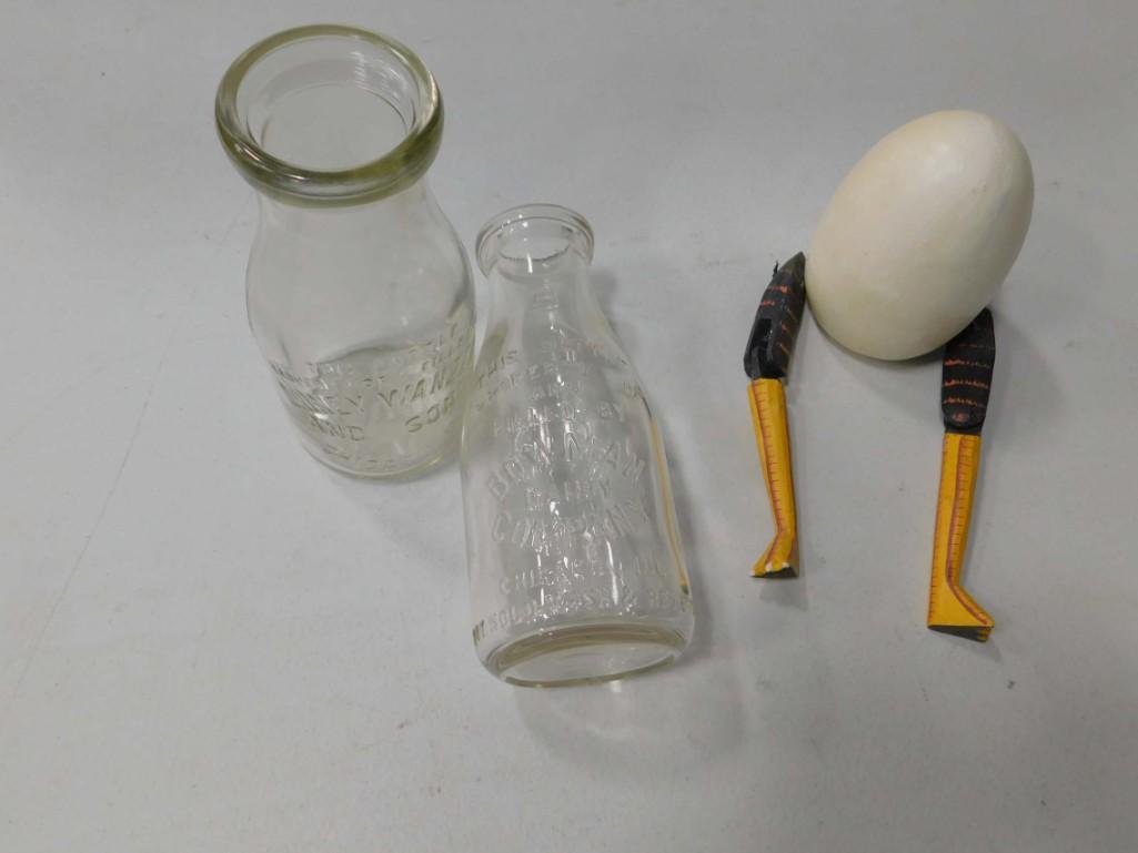 2 Bowmen Dairy Company Milk Bottles Both are 7" Tall (1 of 3)