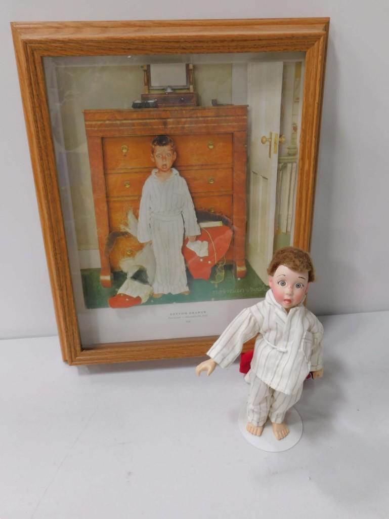 Norman Rockwell 3D Shadowbox Framed Print and a Doll of (1 of 4)