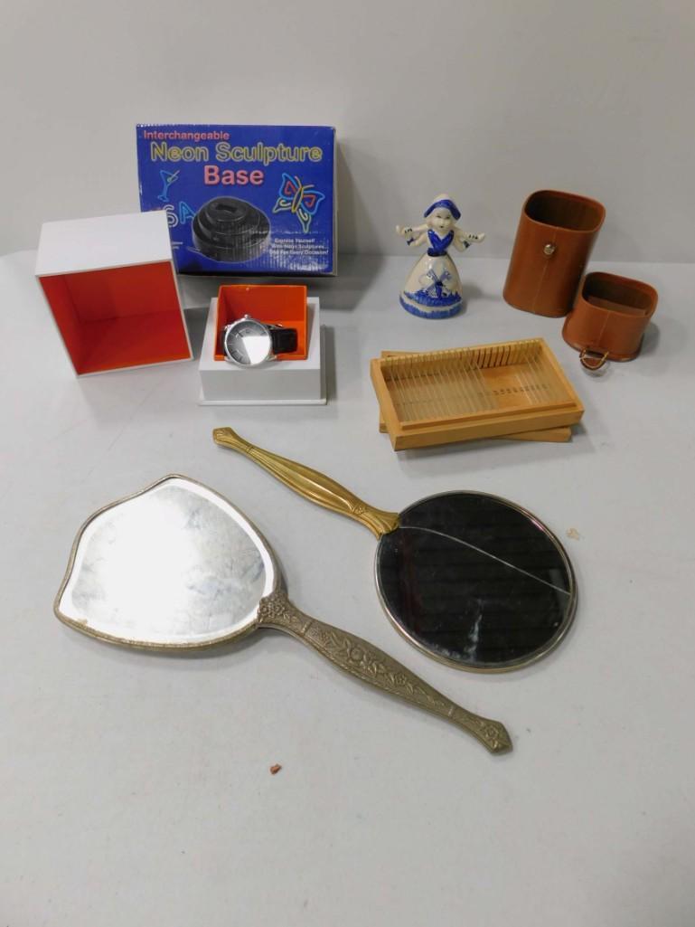 Lot of Smalls incl Watch , Neon Base, Slide Box with (1 of 4)