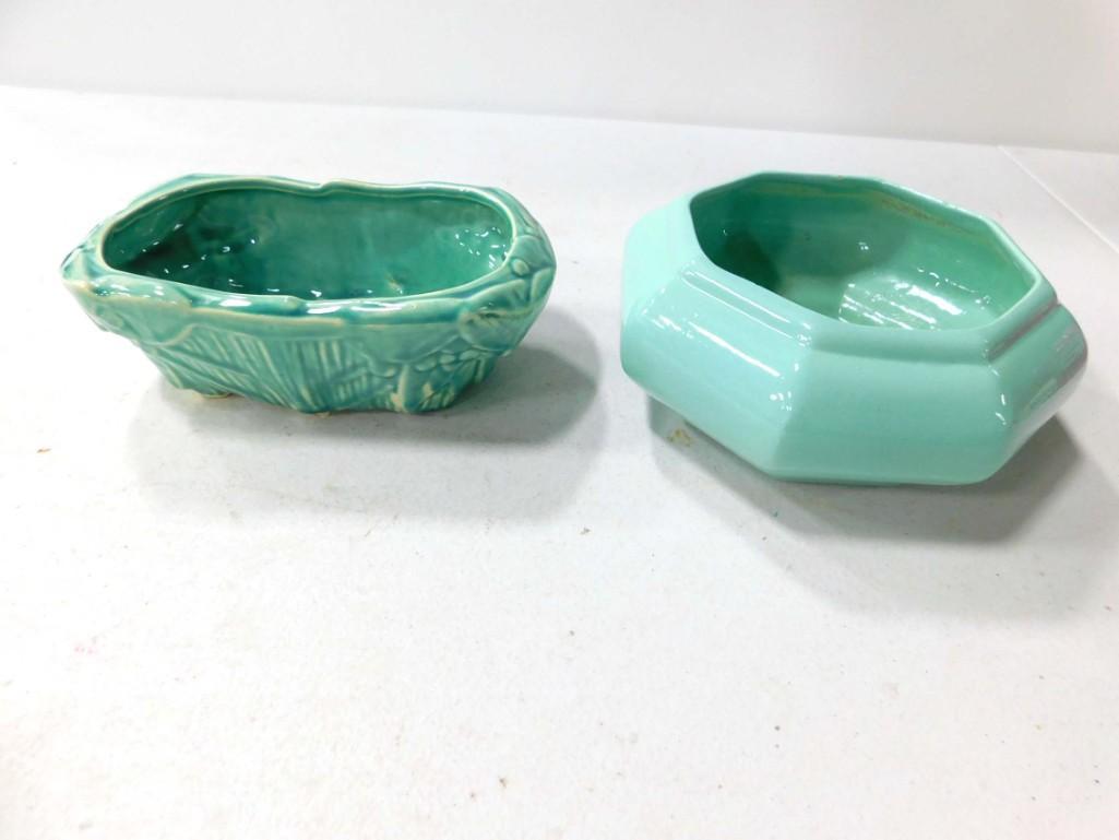 McCoy Turquoise Planter and an Eagle Turquoise Planter (1 of 4)