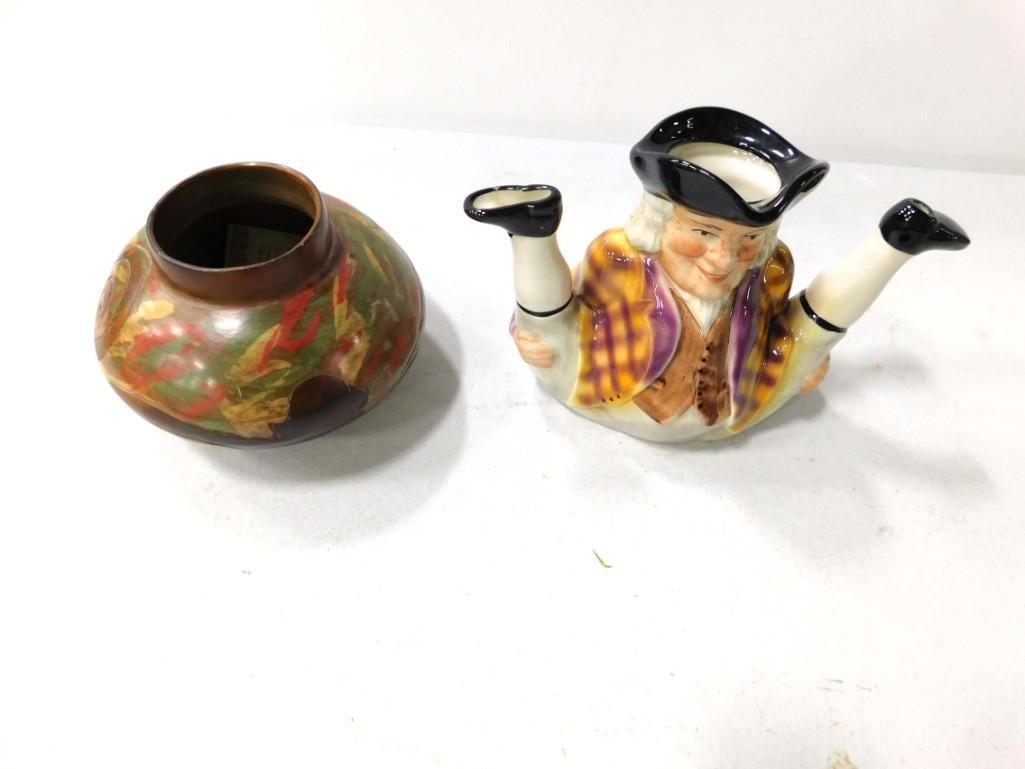 English Tony Wood Teapot , Signed Nazca Lines Pottery (1 of 3)