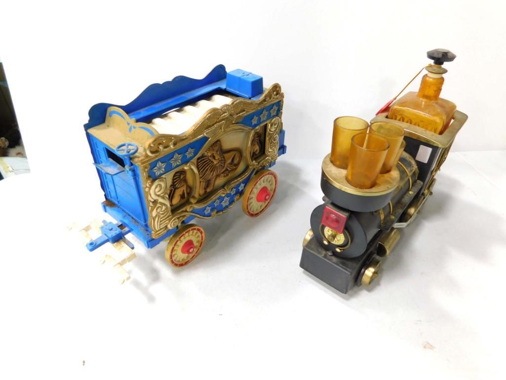 Jim Beam Circus Wagon Decanter and Golden Crown Iron (1 of 4)