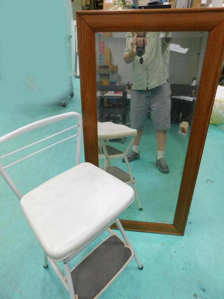 Vintage Mirror Measures 45.5" x 23" and a Vintage Step (1 of 3)