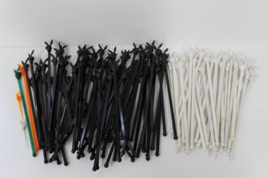 Vintage 1960s Playboy Bunny Head Black and White: Huge Lot of Vintage 1960s Playboy Bunny Head Black and White Swizzle Sticks or Cocktail Stirrers