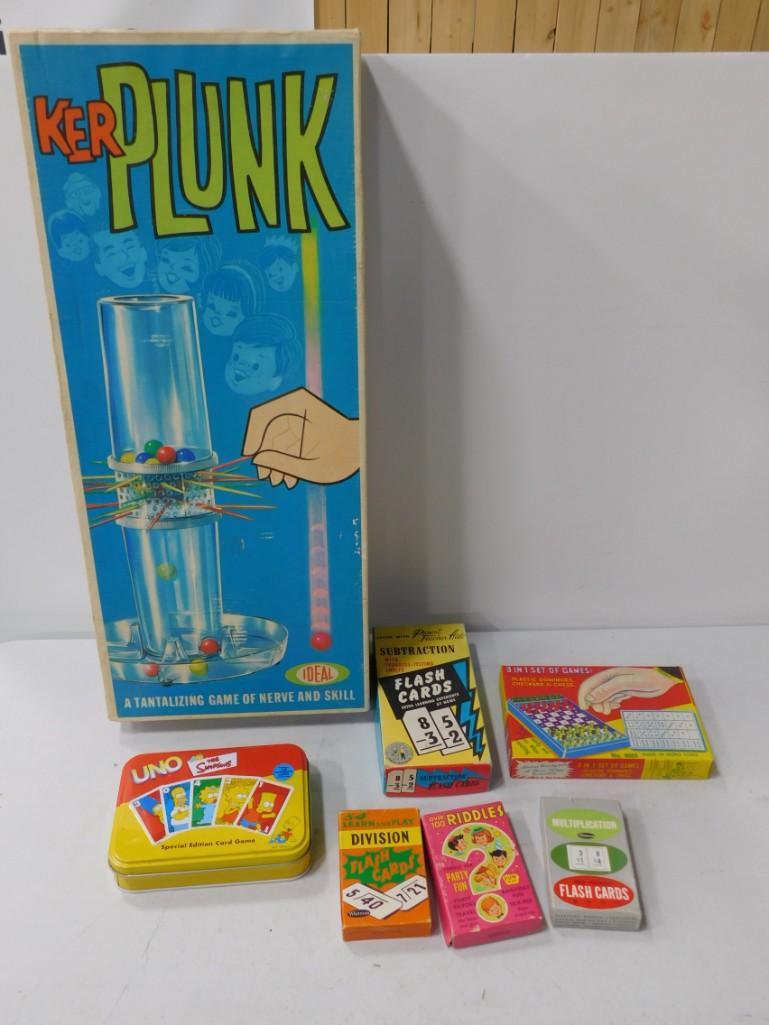 Lot of Board Games incl Simpson's Uno , Ker Plunk, Math (1 of 5)