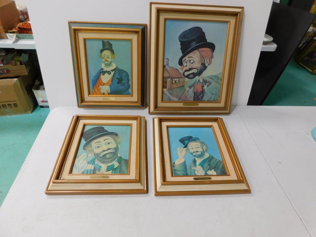 4 Framed Art Prints Clowns incl Little Blue Clown , (1 of 5)