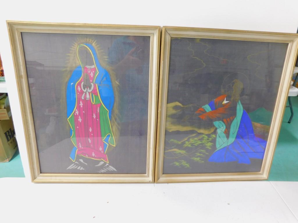 2 Framed Religious Prints 1 of Jesus and 1 of Mary (1 of 3)