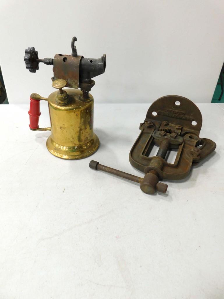 Vintage Brass Blow Torch and a Vice (1 of 8)