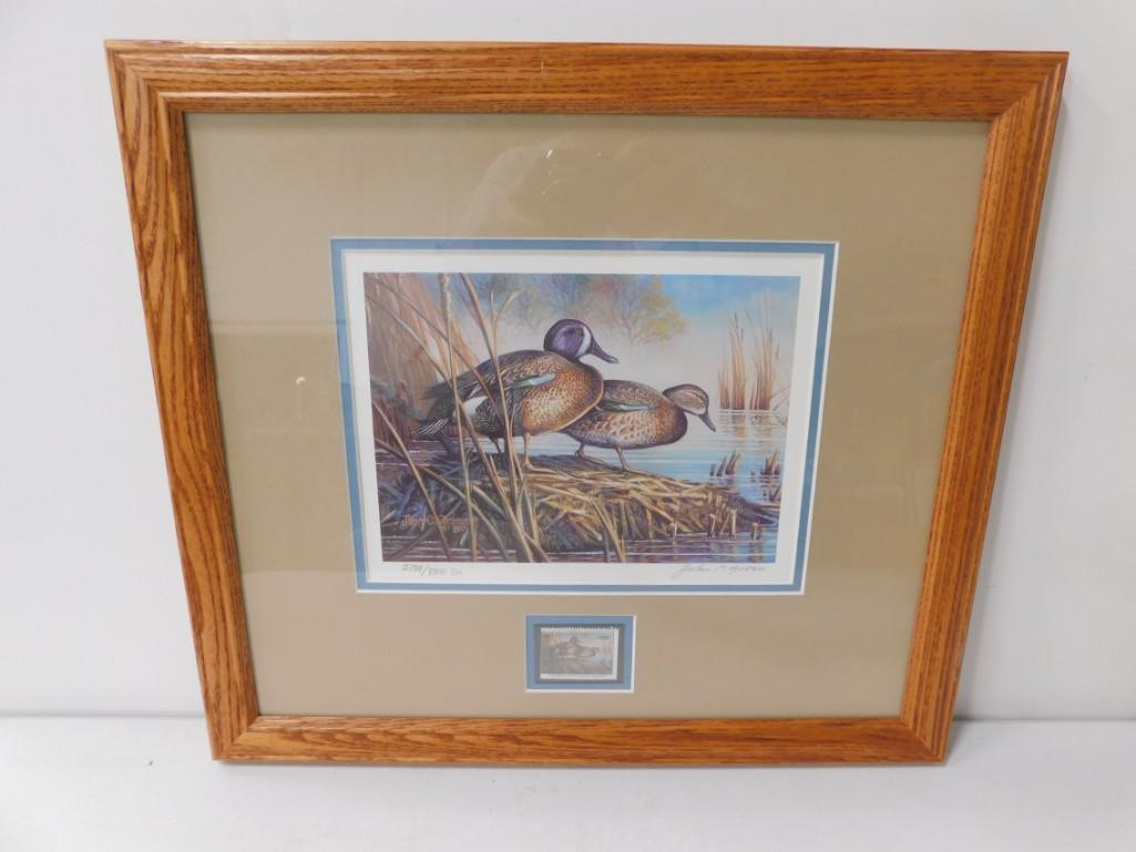 Framed Duck Stamp Print Signed John C . Green , (1 of 7)