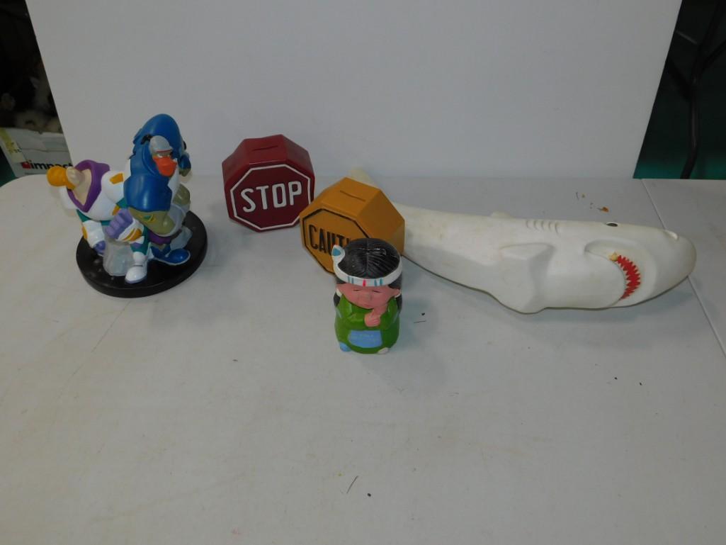 Lot of Coin Banks incl Shark Bank Mighty Ducks Bank , (1 of 4)