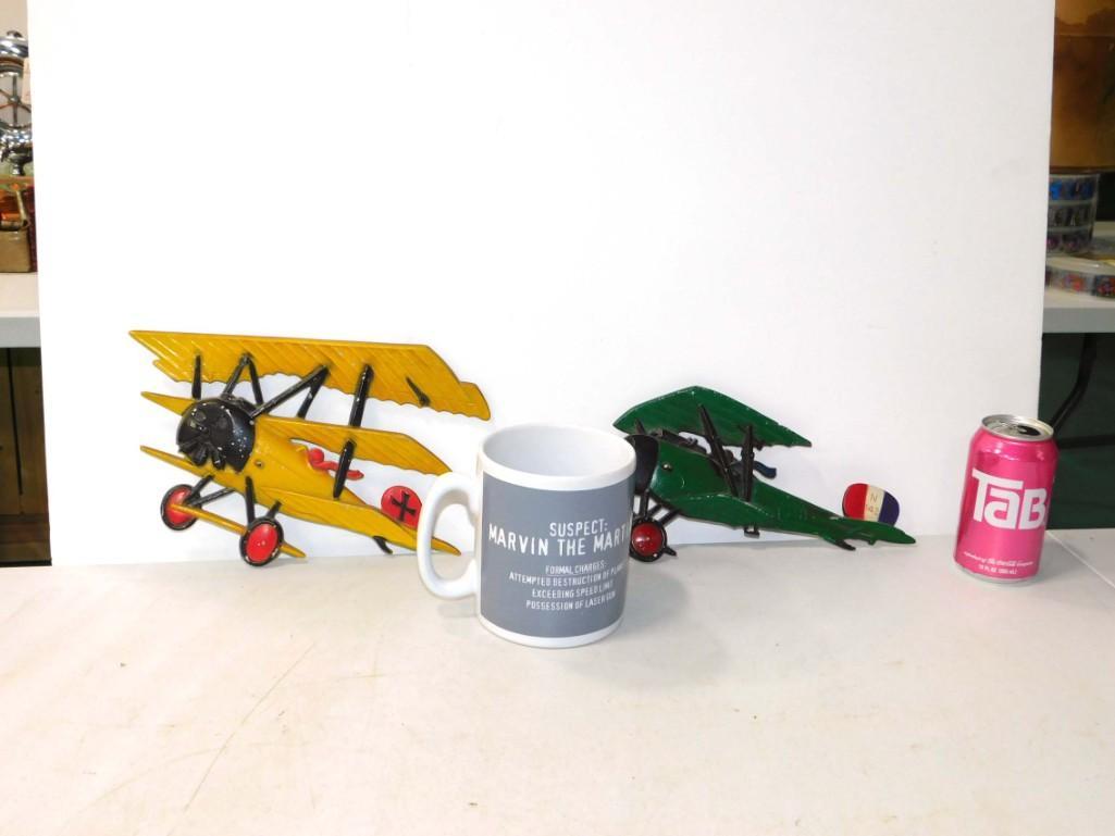 2 Cast Iron WWI Airplane Wall Hangings , 1 Marvin the (1 of 3)