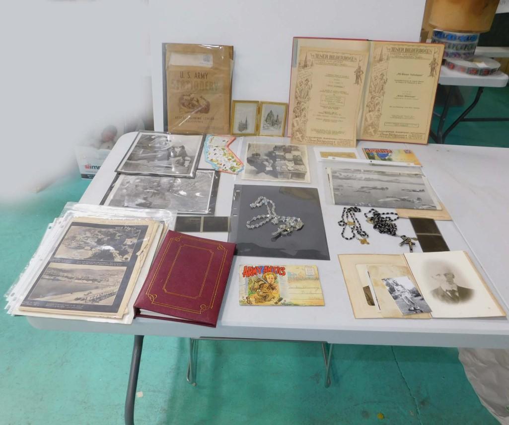 Ephemera and Rosaries  Lot incl WWII Photos , US Army (1 of 3)