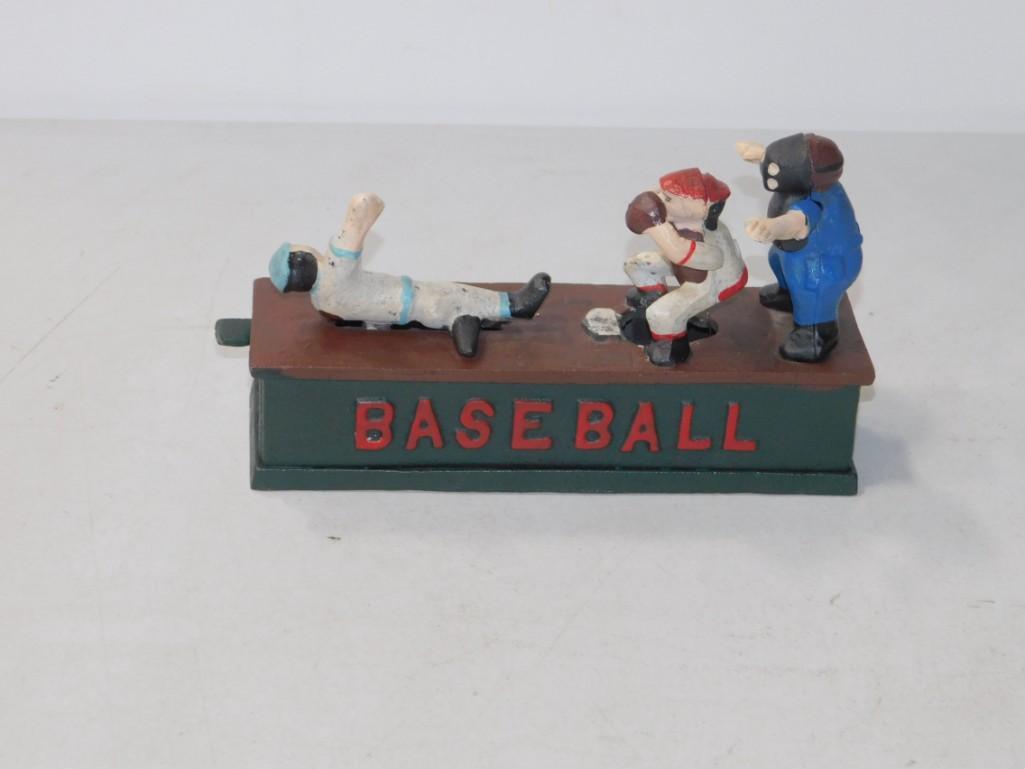 Cast Iron Mechanical Baseball Bank Reproduction (1 of 3)