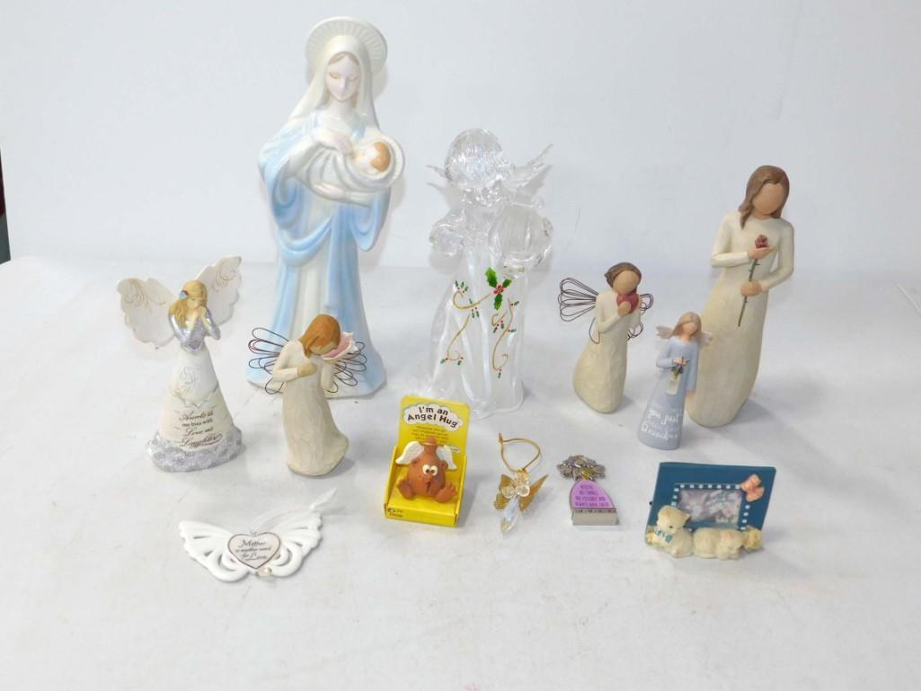 Large Mary and Child Figure 12" Tall , 3 Willow Tree: Large Mary and Child Figure 12" Tall , 3 Willow Tree Angels , Asst Angel Figures, Picture Frames