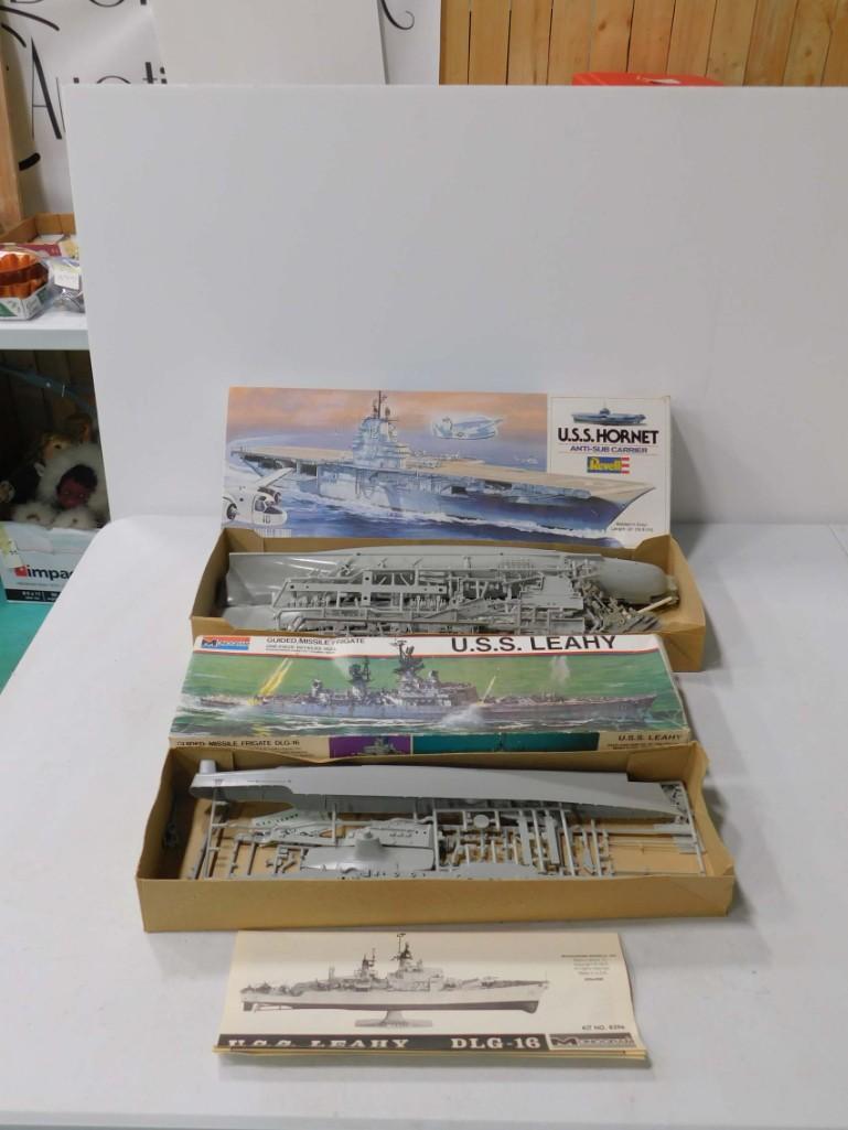 2 Revell Partially Built Ship Model Kits 1 USS Hornet (1 of 3)
