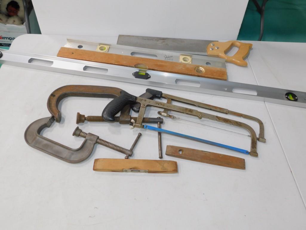 Lot of Hand Tools incl 5 Levels , 3 Saws , 2 Large C (1 of 4)