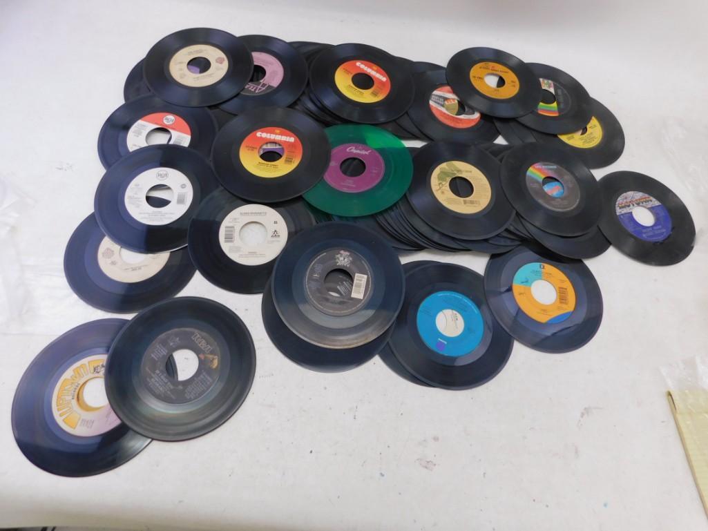 Lot of roughly 75 Vinyl 45 records including (1 of 6)