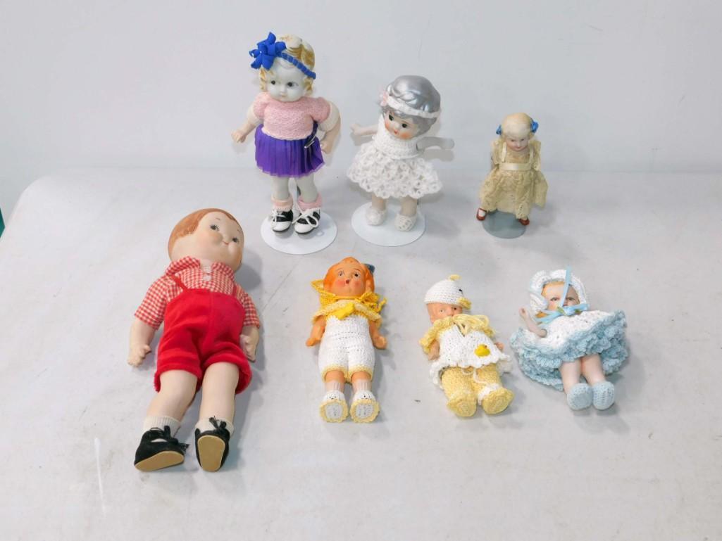 7 Dolls incl Vintage Frozen Charlotte Bisque Compo (1 of 4)