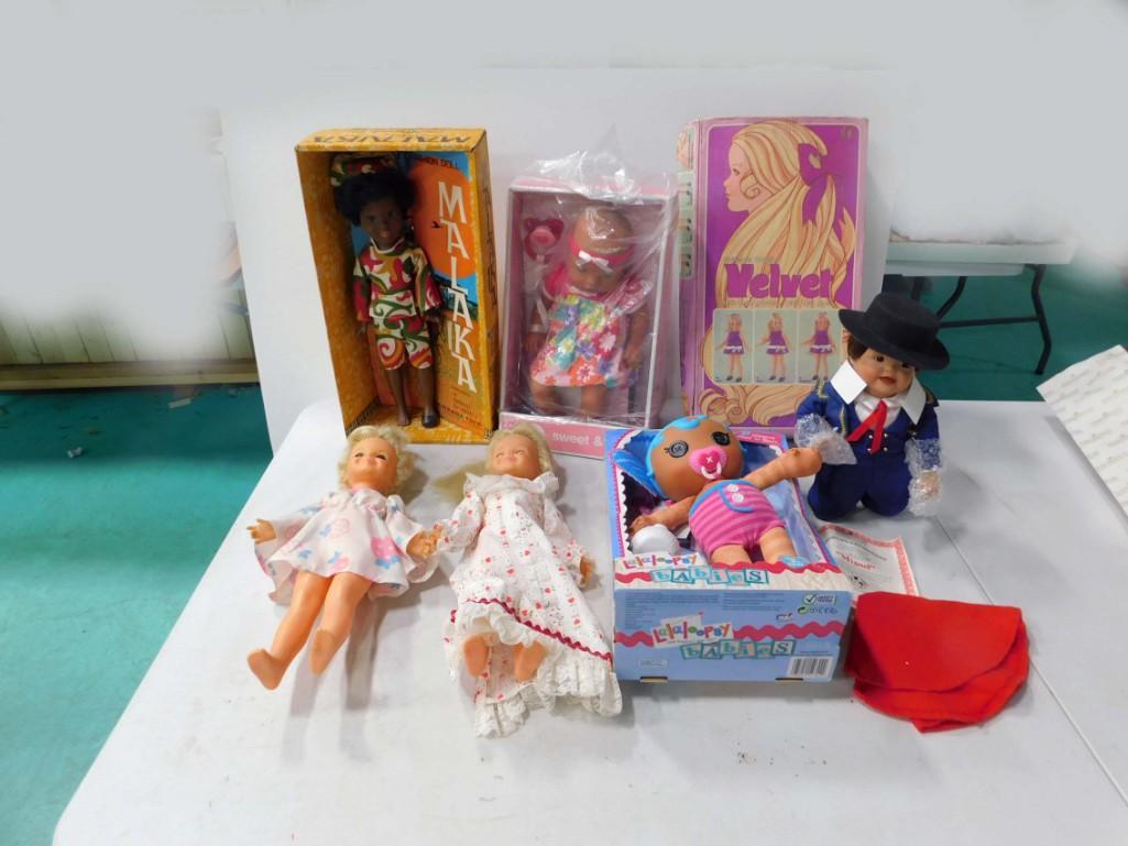 Doll Lot incl 3 1970s Ideal Velvet Dolls , 1 in Box , (1 of 5)