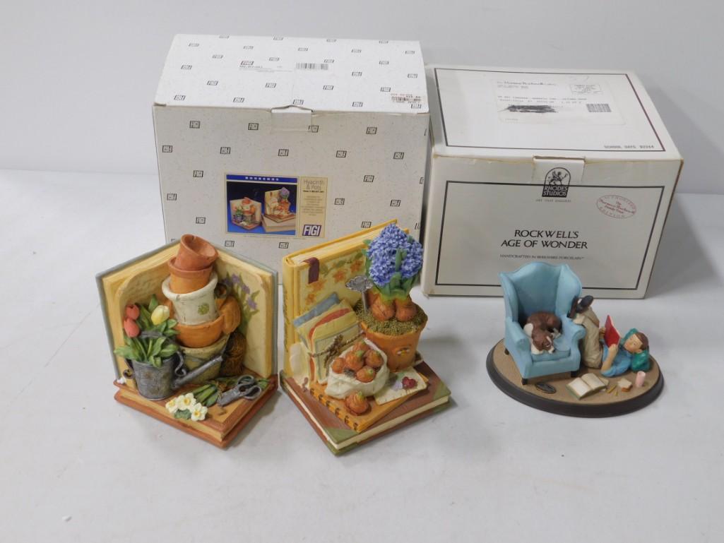 Hyacinth and Pots Bookends , Rockwell Ages of Wonder: Hyacinth and Pots Bookends , Rockwell Ages of Wonder Porcelain Figurine