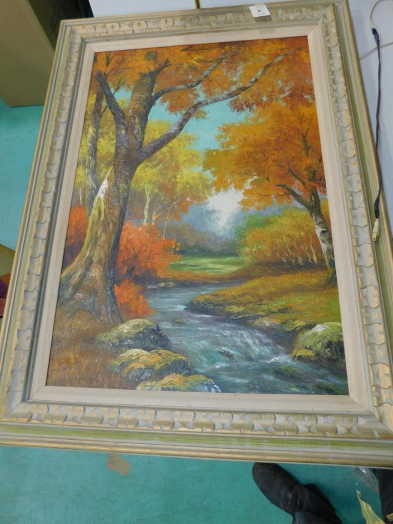Original Oil on Canvas Pantrell Fall Creek Scene Framed (1 of 5)