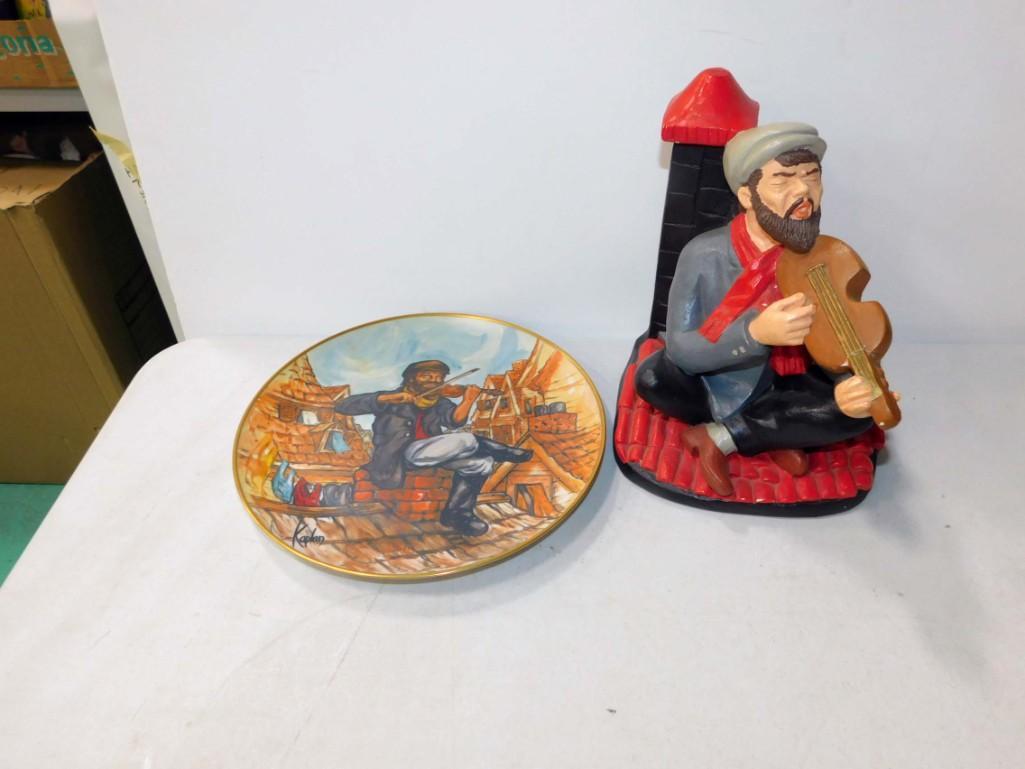 Fiddler on the Roof Figure or Bookend - Tuscany Studio: Fiddler on the Roof Tevye Figure or Bookend - Tuscany Studio Chicago 1972 , 1st Edition Caplin Studio Rik Vig Fiddler on the Roof Collector Plate 1701/7500