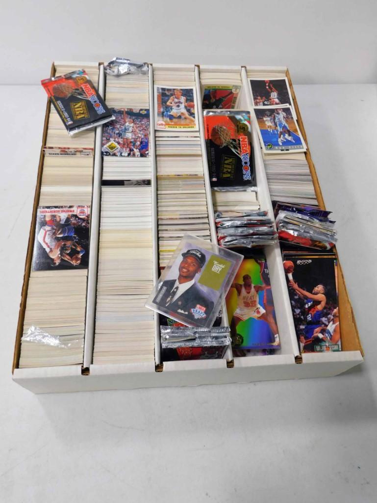 Large 5 Sleeve Flat of Mostly Basketball Cards , Mostly: Large 5 Sleeve Flat of Mostly Basketball Cards , Mostly 1990s , Foil Packs Appear to be Mostly Opened