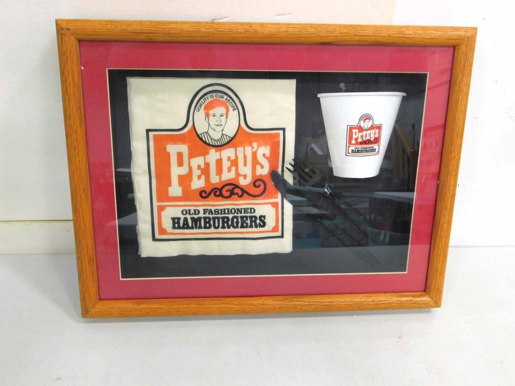 Petey's Old Fashioned Hamburgers Collectibles in a (1 of 2)