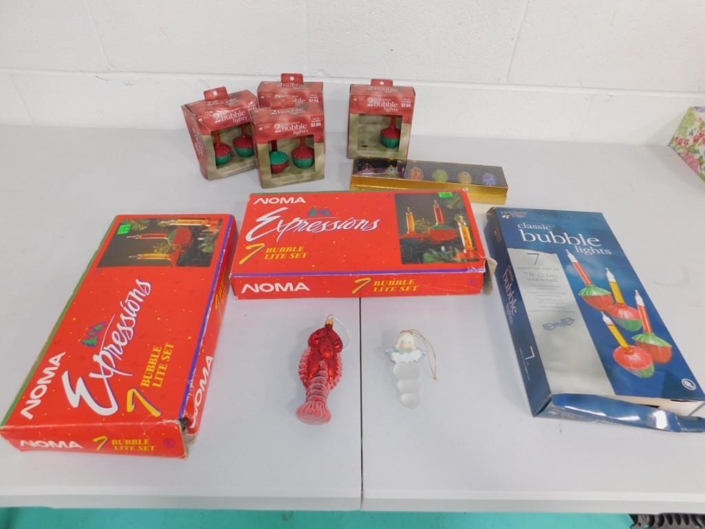 Lot of Christmas incl Bubble Lights , Ornaments , etc: Lot of Christmas incl Bubble Lights , Ornaments , etc