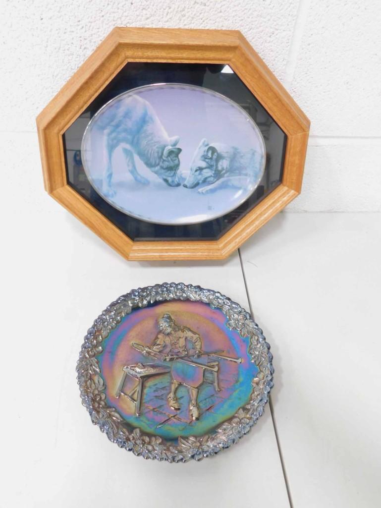 Fenton Carnival Glass Plate and a Framed Natures (1 of 4)