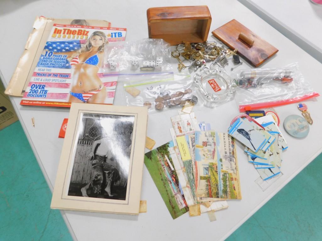 Lot of Vintage Smalls incl Wheat Cent Pennies , Cuff (1 of 6)