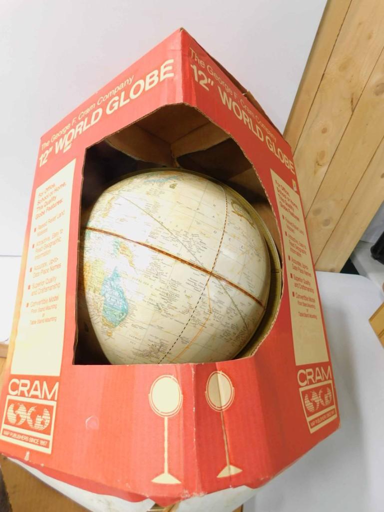 George F Cram Company 12" World Globe with East and (1 of 3)