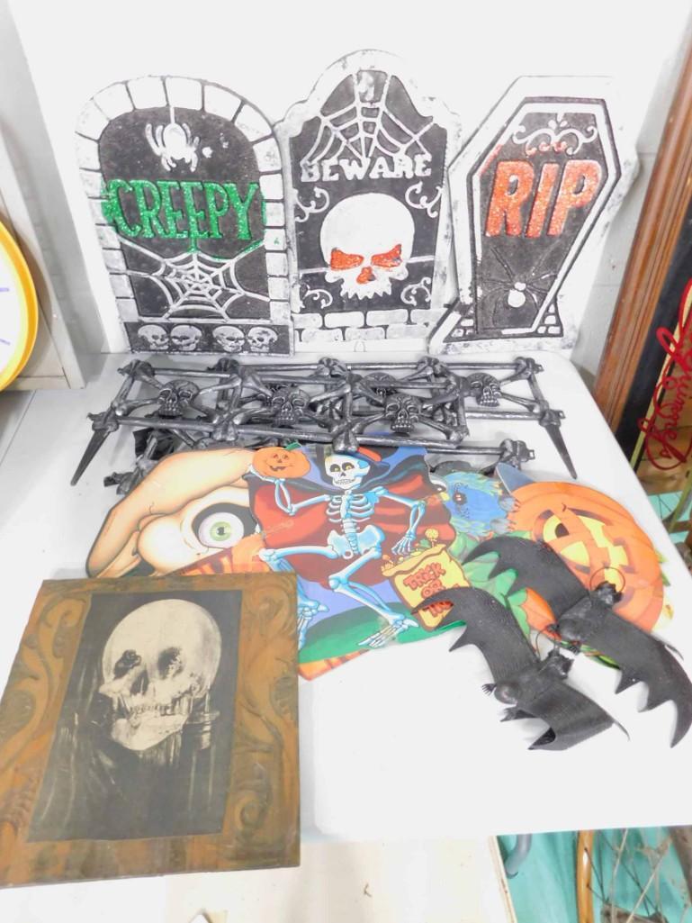 Lot of Halloween Decor incl Styrofoam Grave Stones ,: Lot of Halloween Decor incl Styrofoam Grave Stones , etc