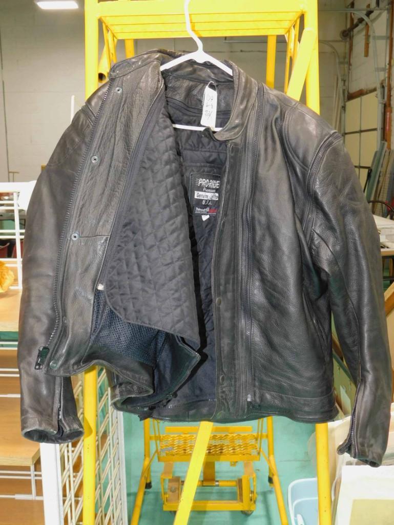 Black Leather Motorcycle Jacket Pro Rider Premium with (1 of 3)