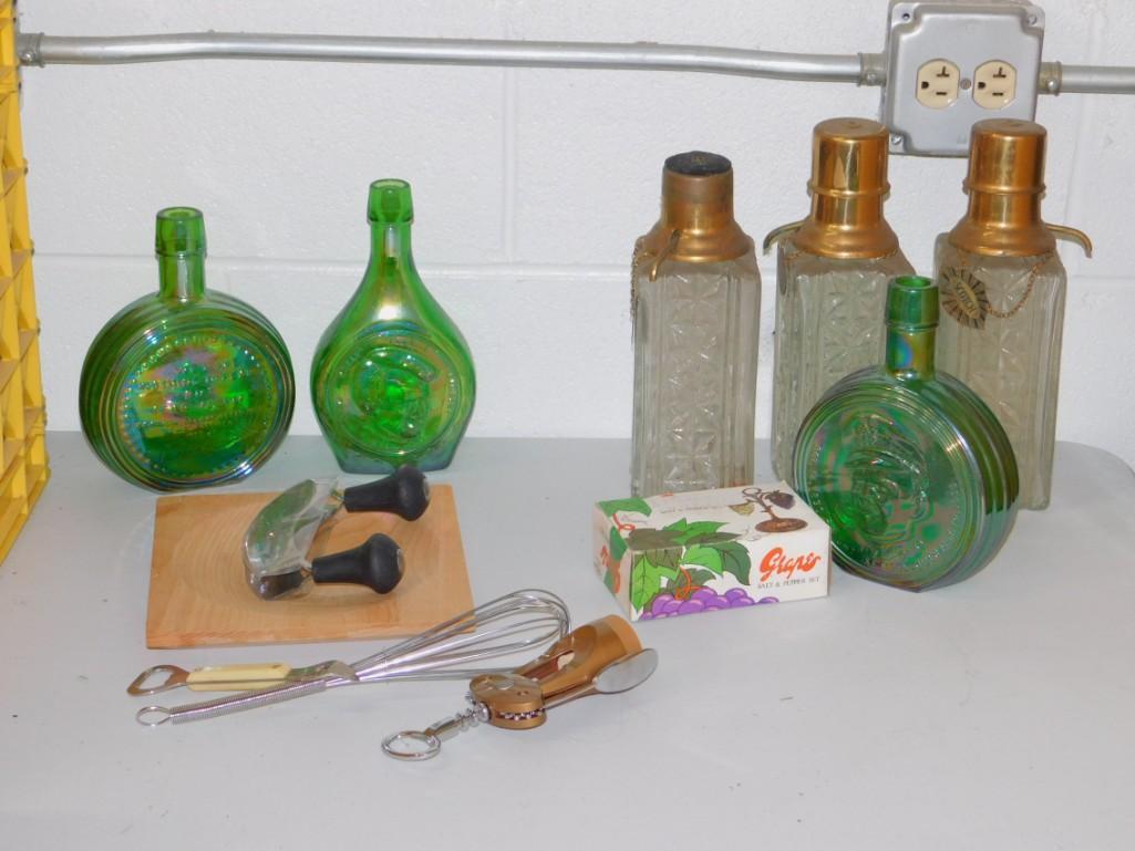 Lot of Empty Decanters , Mezzaluna , Misc Kitchen (1 of 5)