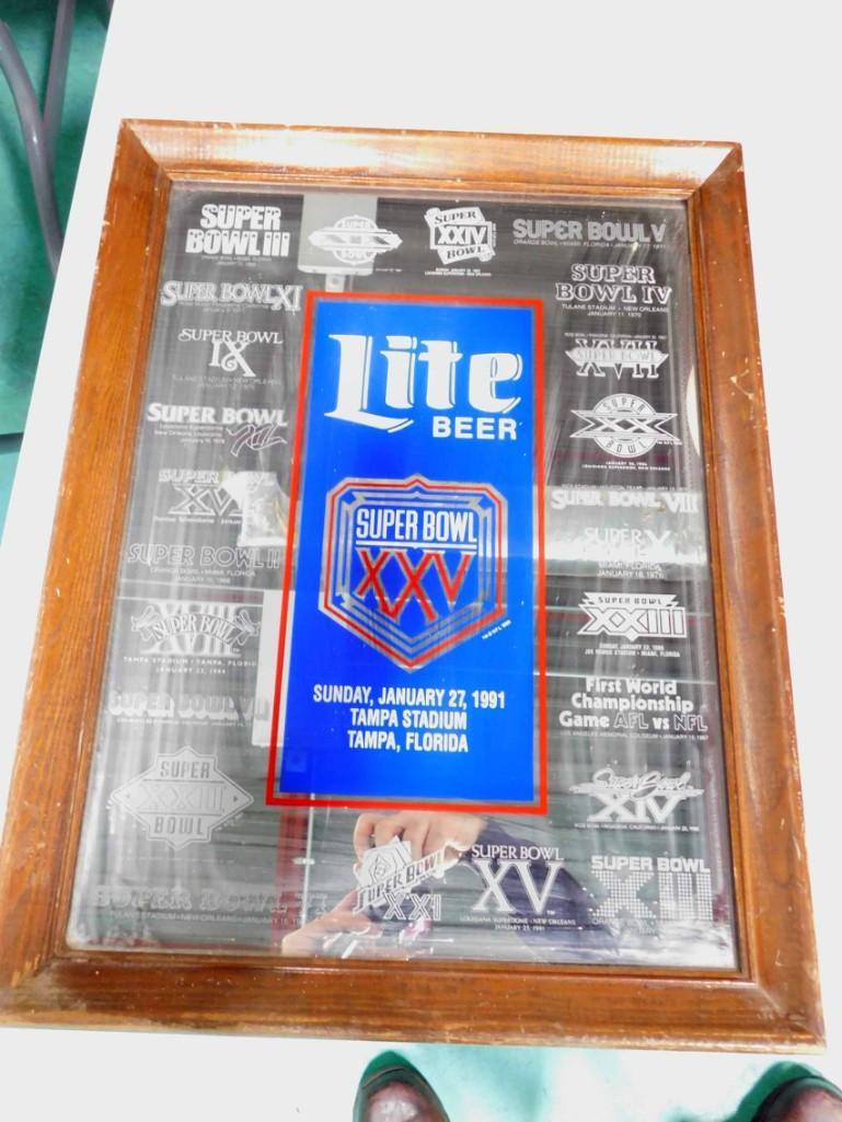 Super Bowl XXV Miller Lite Beer Mirror (1 of 3)